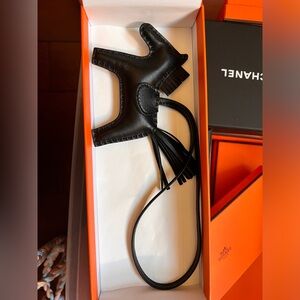 Rare Authentic Hermes lambskin rodeo bag charm all black PM